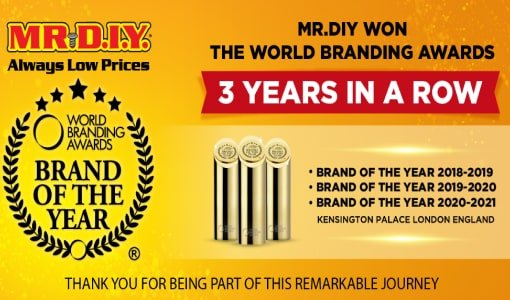 3 ปีซ้อน MR.DIY ได้รับรางวัล World Branding Awards