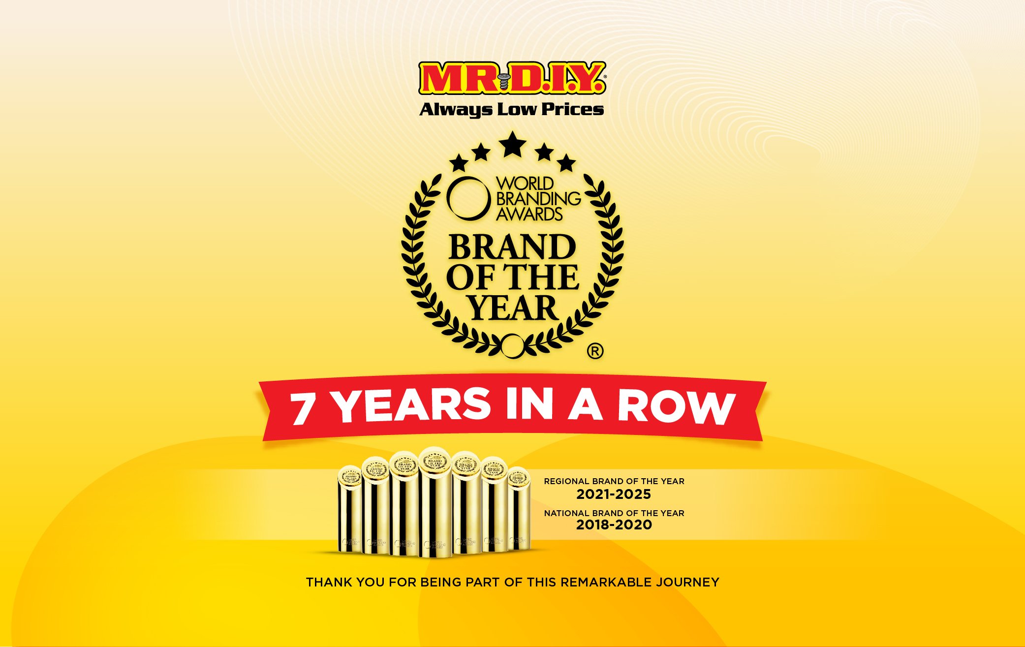7th consecutive win for MR D.I.Y. at World Branding Awards