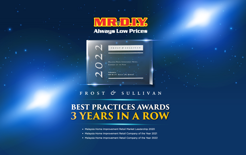 ฟรอสต์ แอนด์ ซัลลิแวน มอบรางวัล “บริษัทแห่งปี” ให้กับมิสเตอร์. ดี.ไอ.วาย. ต่อเนื่องสามปีซ้อน