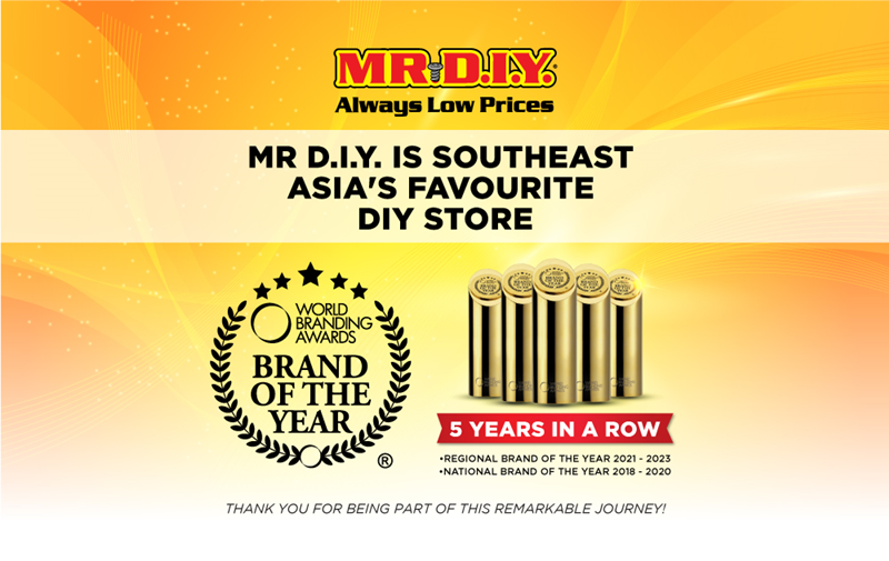 มิสเตอร์. ดี.ไอ.วาย. คว้ารางวัล “World Branding Awards” เป็นปีที่ 5 ติดต่อกัน ตอกย้ำการเป็นร้าน DIY ที่ผู้บริโภคชื่นชอบ