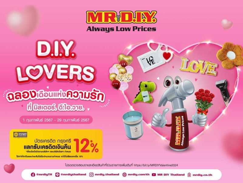 มิสเตอร์. ดี.ไอ.วาย. ครองใจผู้บริโภคในการจับจ่ายช่วงเทศกาลสิ้นปี ยอดขายเติบโตมากกว่า 30% เมื่อเทียบกับช่วงเดียวกันของปีที่ผ่านมา