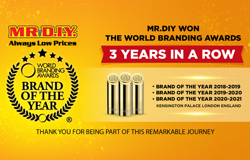 3 ปีซ้อน MR.DIY ได้รับรางวัล World Branding Awards
